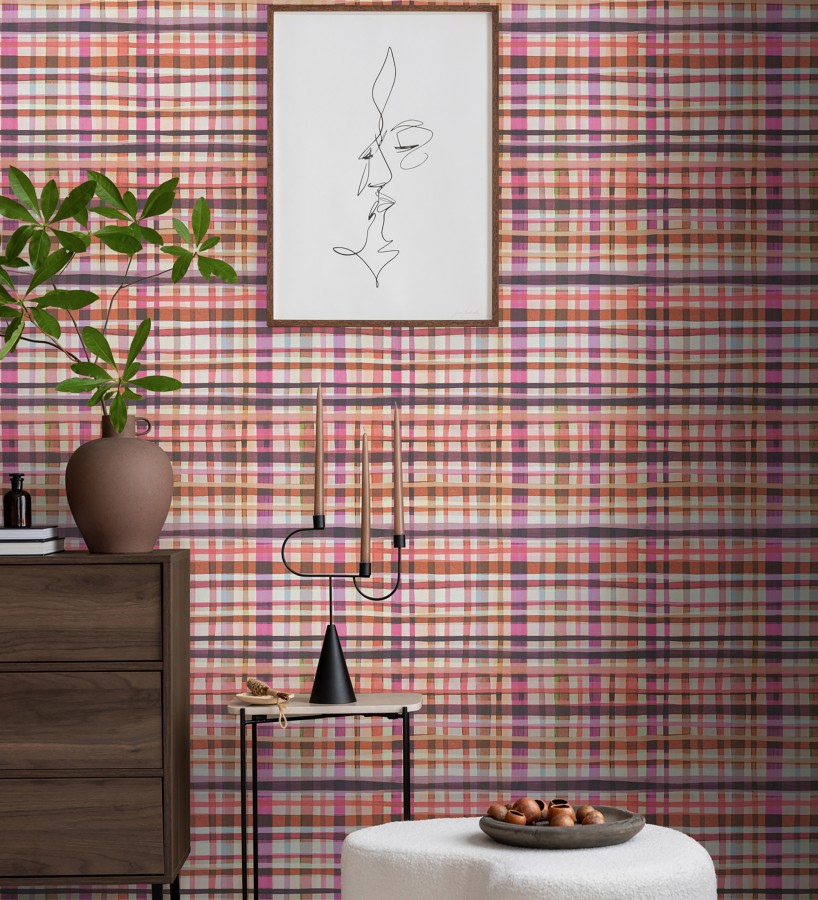 Papel pintado cuadros difuminados pincelada teal  Tinted Weave 684651