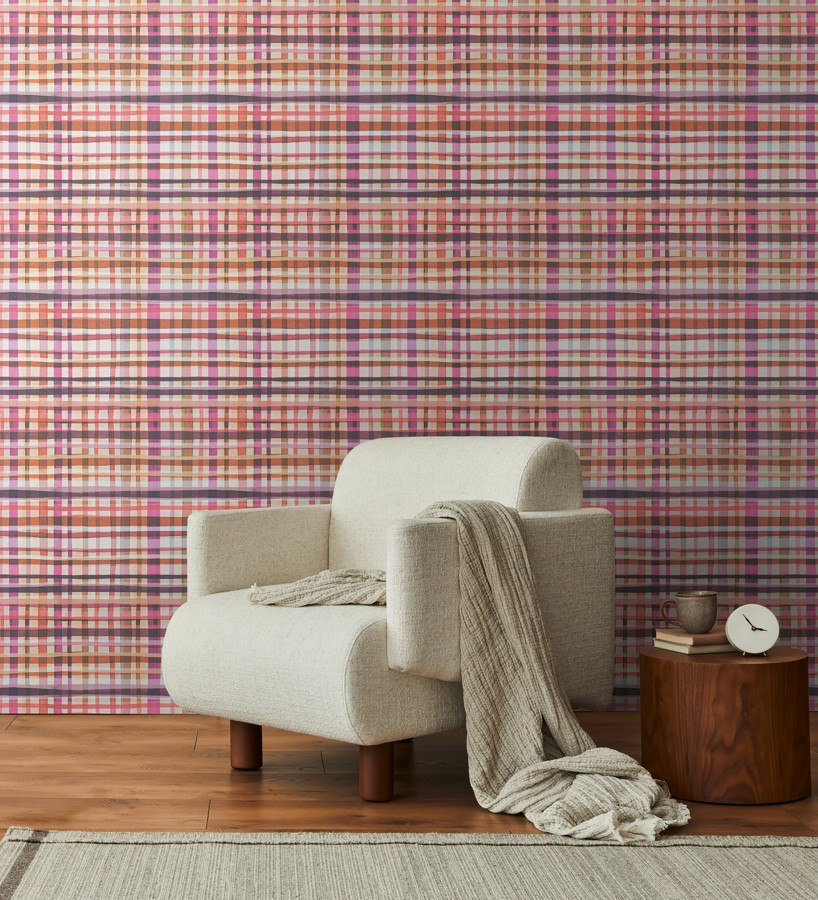 Papel pintado cuadros difuminados pincelada teal  Tinted Weave 684651