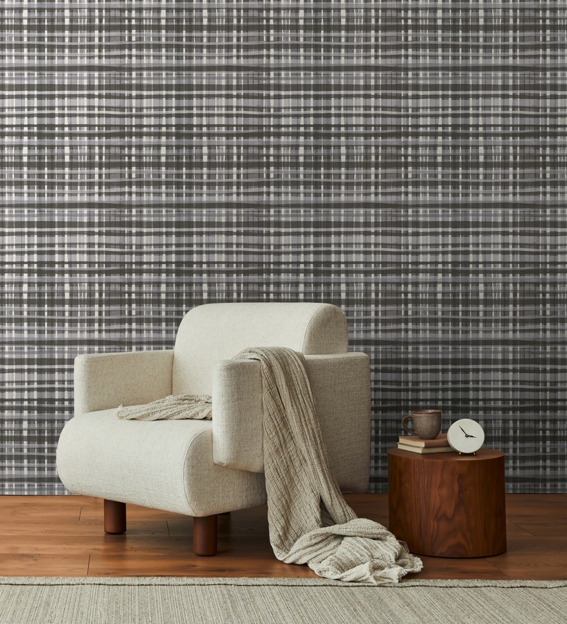 Papel pintado cuadros difuminados pincelada teal  Tinted Weave 684654