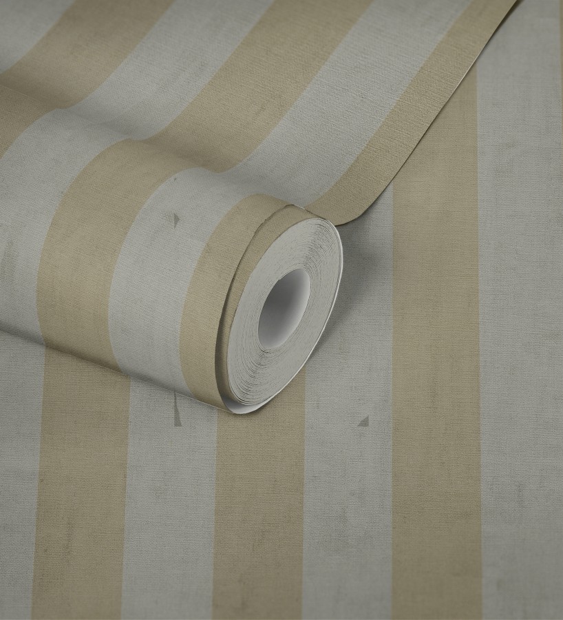 Papel pintado de rayas textiles amarillo mostaza desgastadas  Kalinoa Stripe 684658