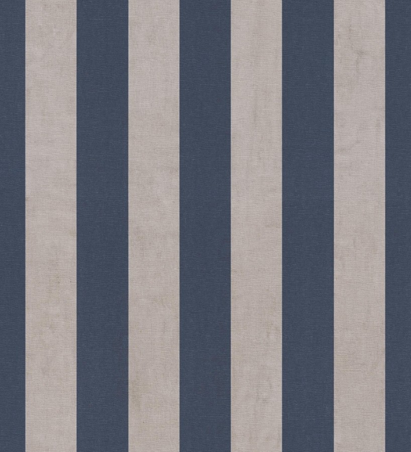 Papel pintado de rayas textiles azul desgastadas  Kalinoa Stripe 684661