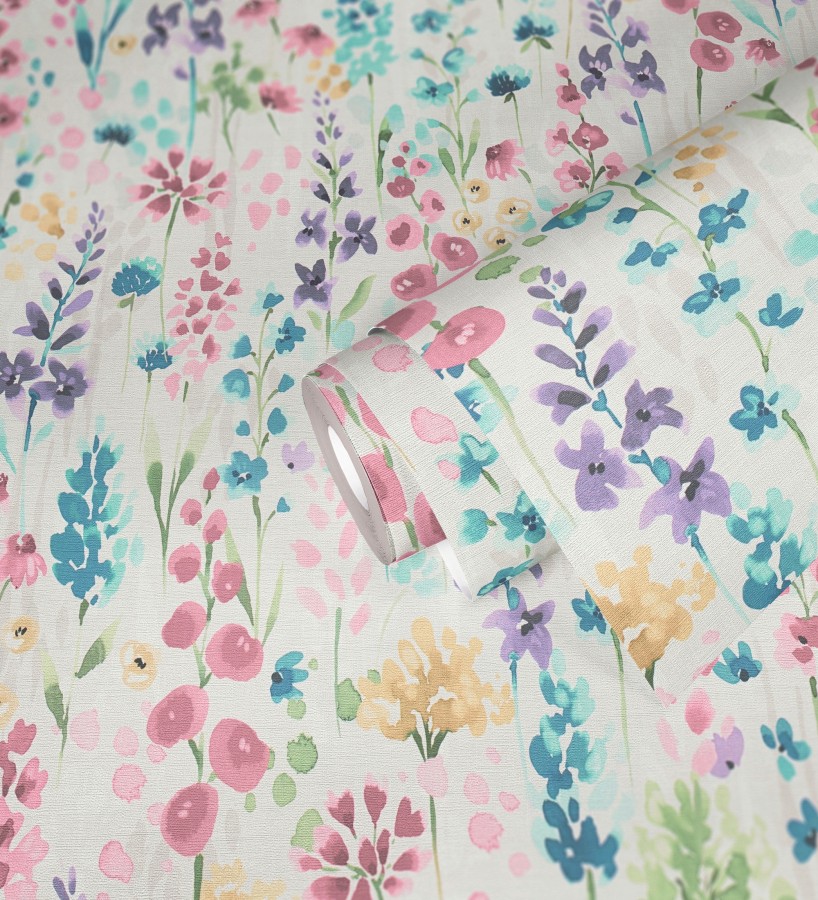 Papel pintado jardín botánico en acuarela texturizado  Vera Meadow 684662