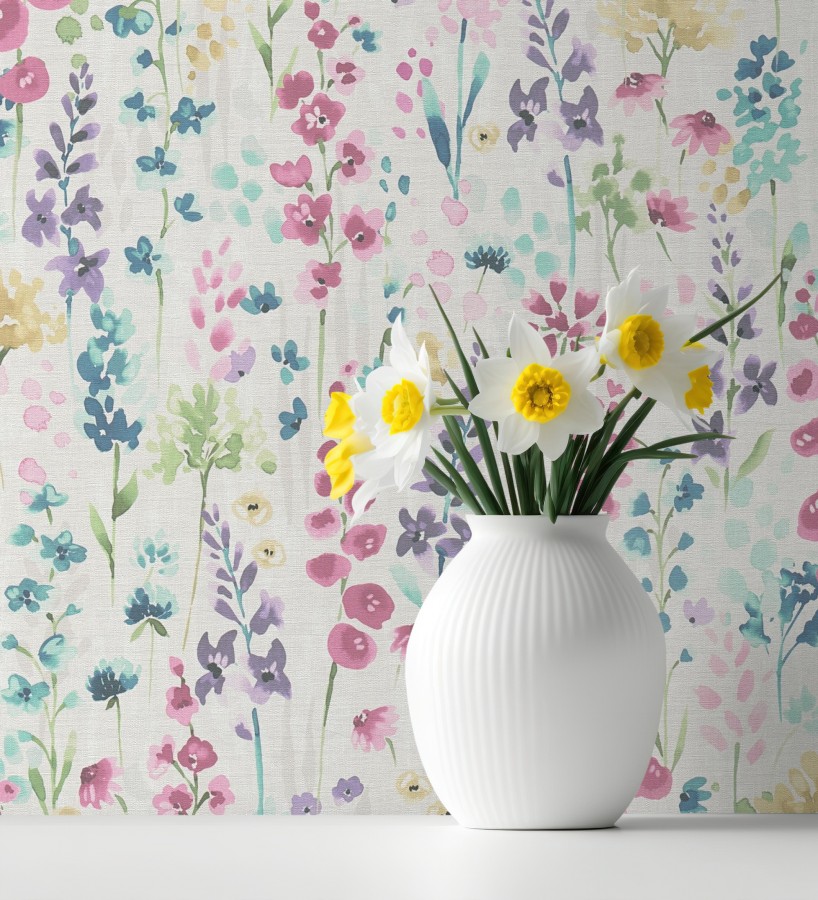 Papel pintado jardín botánico en acuarela texturizado  Vera Meadow 684662