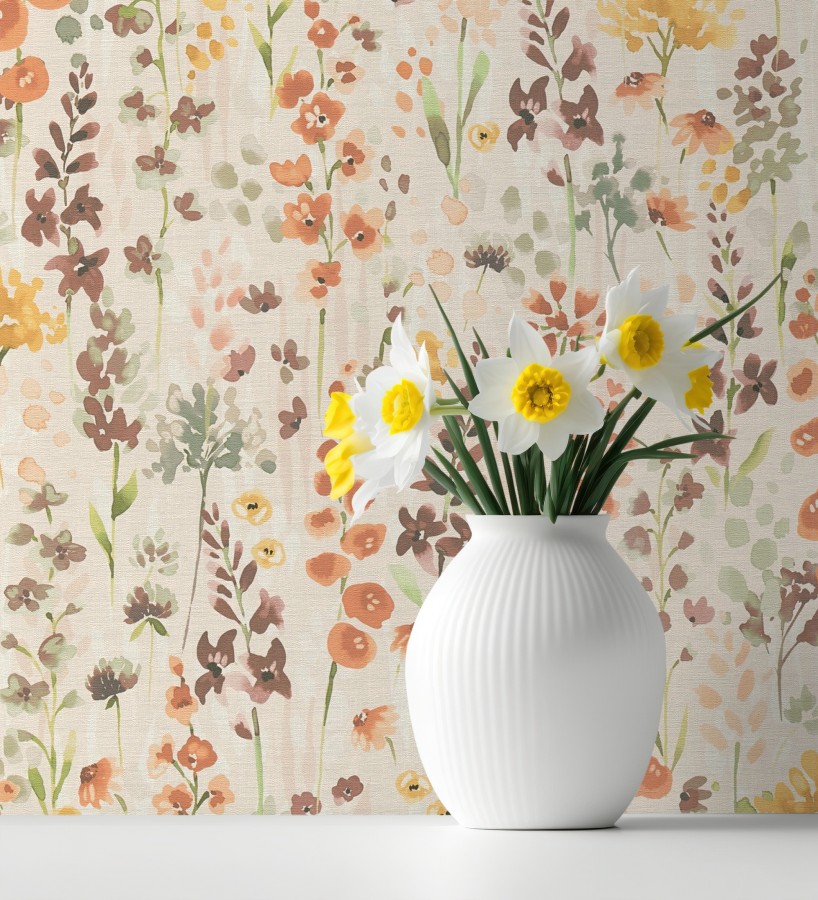 Papel pintado jardín botánico en acuarela texturizado  Vera Meadow 684663
