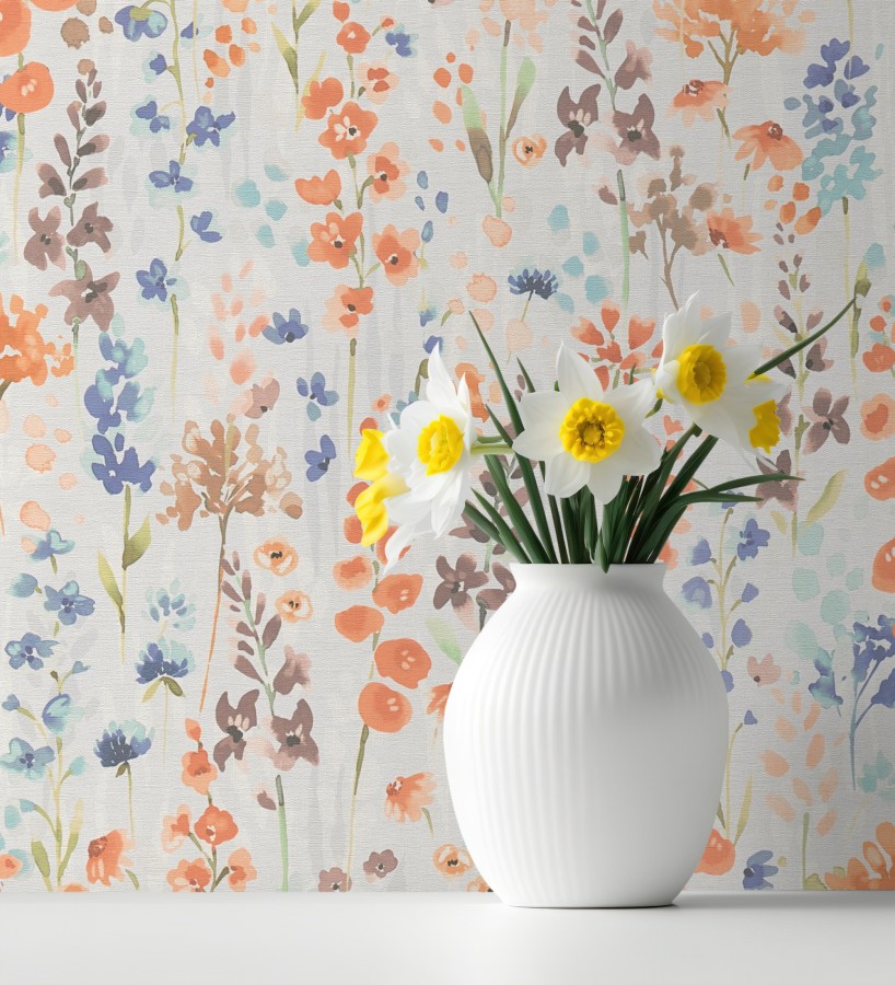 Papel pintado jardín botánico en acuarela texturizado  Vera Meadow 684664