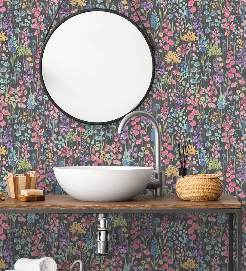 Papel pintado jardín botánico en acuarela texturizado  Vera Meadow 684665
