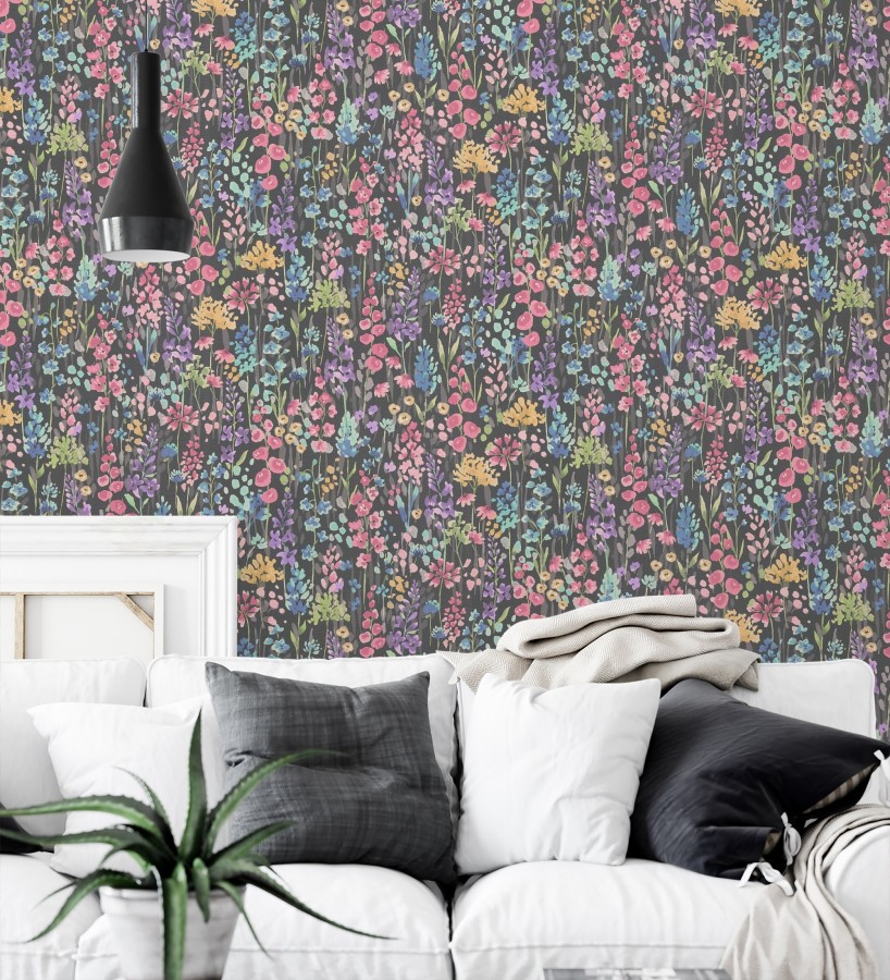 Papel pintado jardín botánico en acuarela texturizado  Vera Meadow 684665