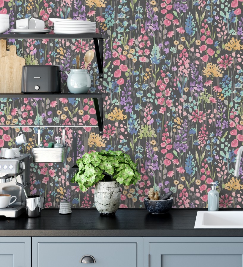 Papel pintado jardín botánico en acuarela texturizado  Vera Meadow 684665