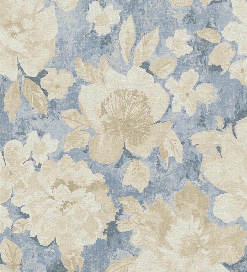 Papel pintado vintage romántico peonías color pastel fondo azul  Sofia Murmur 684666
