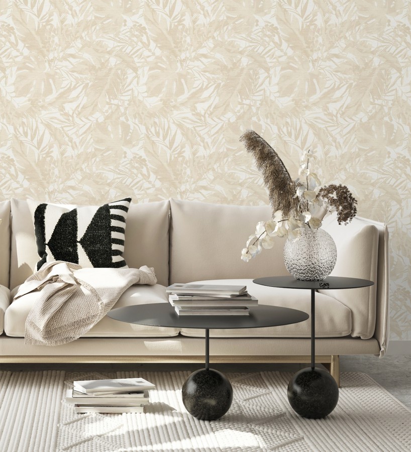 Papel pintado selva beige fondo texturizado blanco  Dorian Jungle 684684
