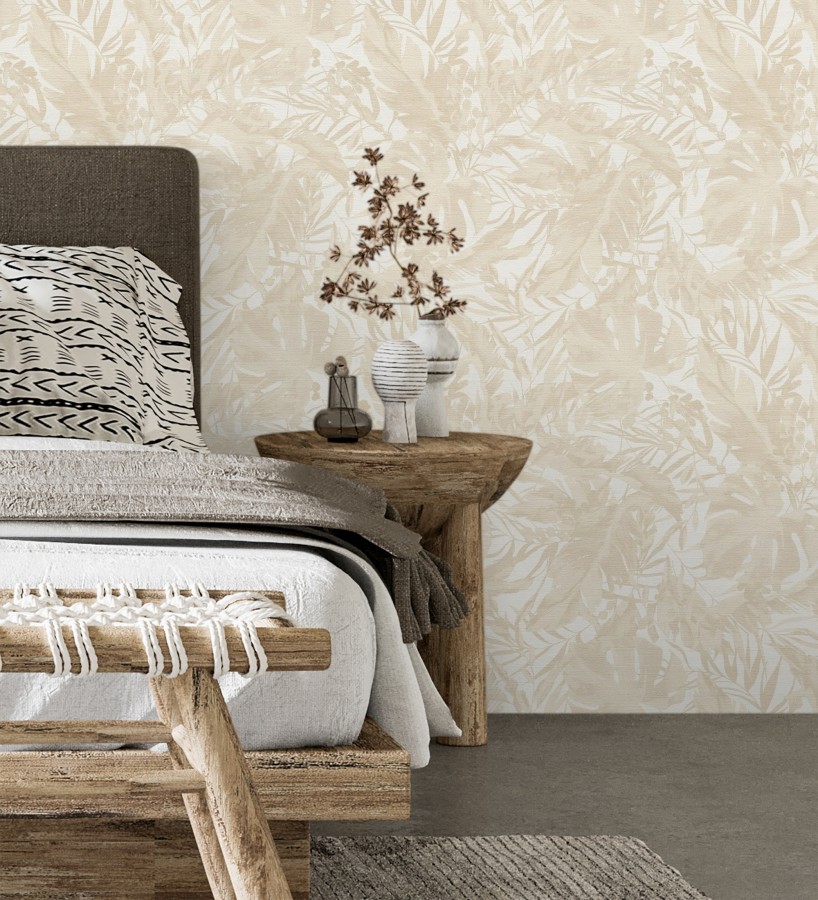 Papel pintado selva beige fondo texturizado blanco  Dorian Jungle 684684