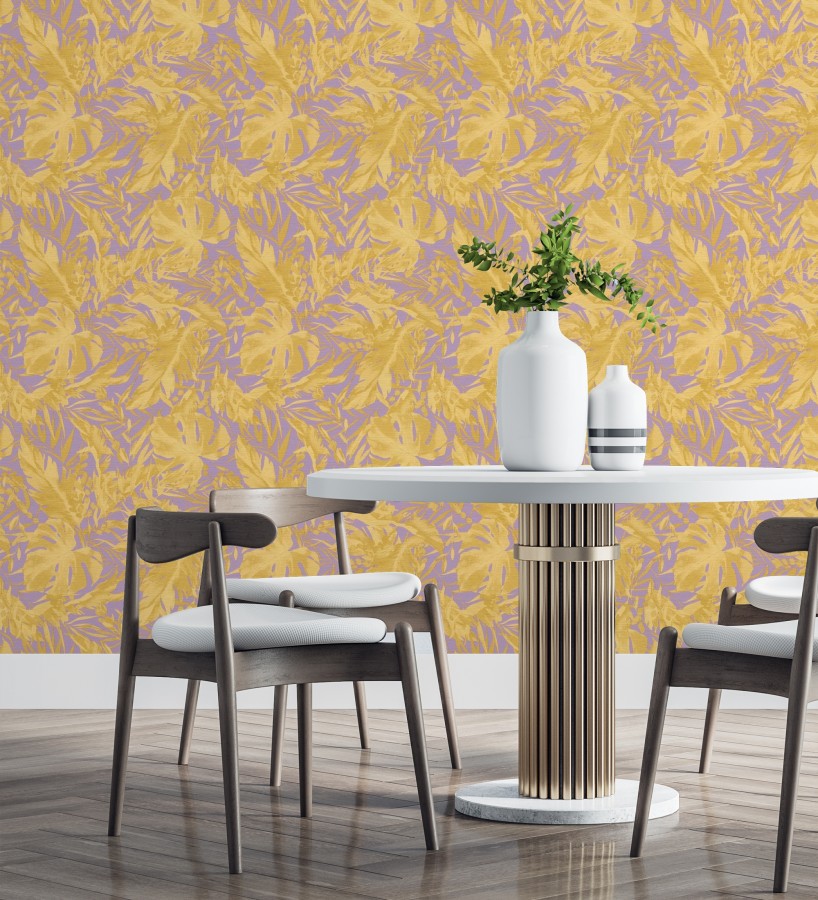 Papel pintado selva dorada fondo texturizado malva  Dorian Jungle 684686