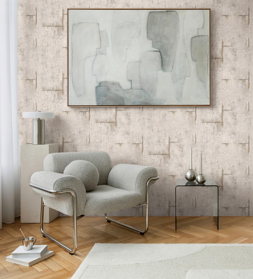 Papel pintado hormigón crudo con marcas de ferralla  Turin Axis 684692