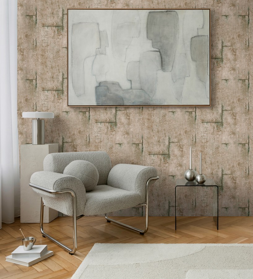 Papel pintado hormigón crudo con marcas de ferralla  Turin Axis 684693