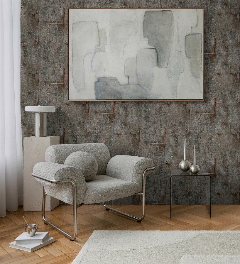 Papel pintado hormigón crudo con marcas de ferralla  Turin Axis 684694