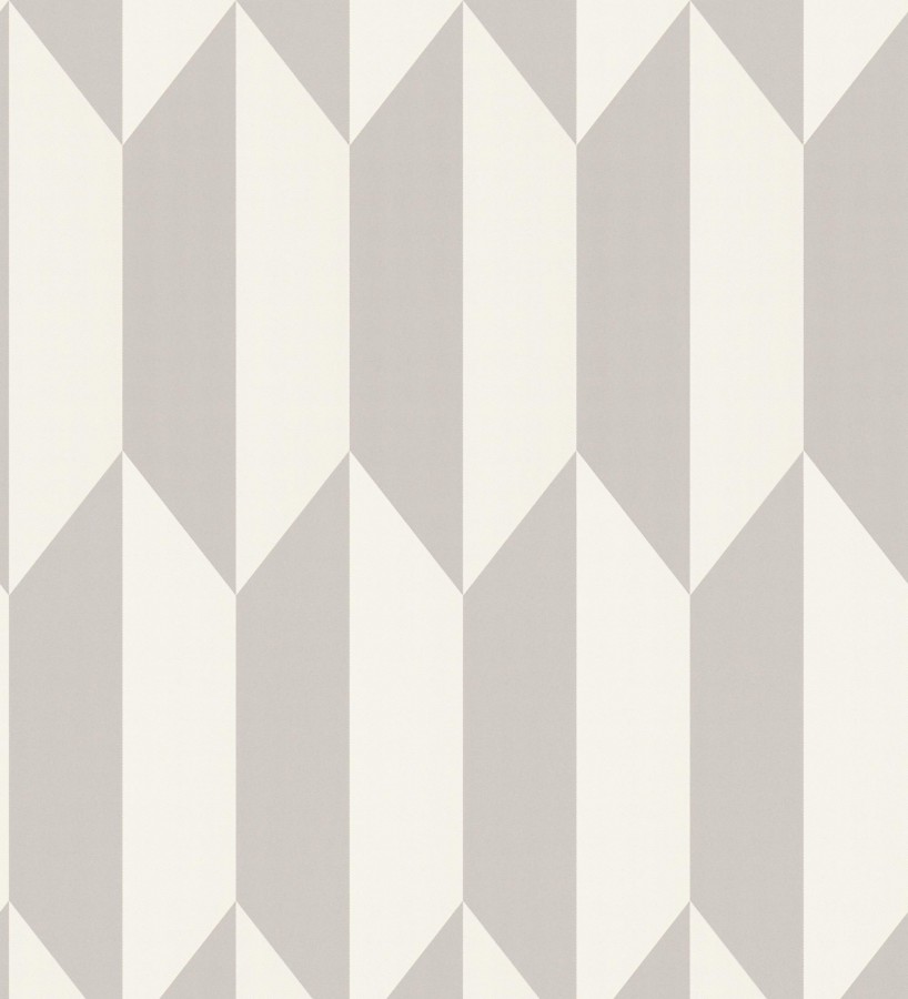 Papel pintado geométrico de prismas metalizados color gris cálido  Rhine Metric 684697