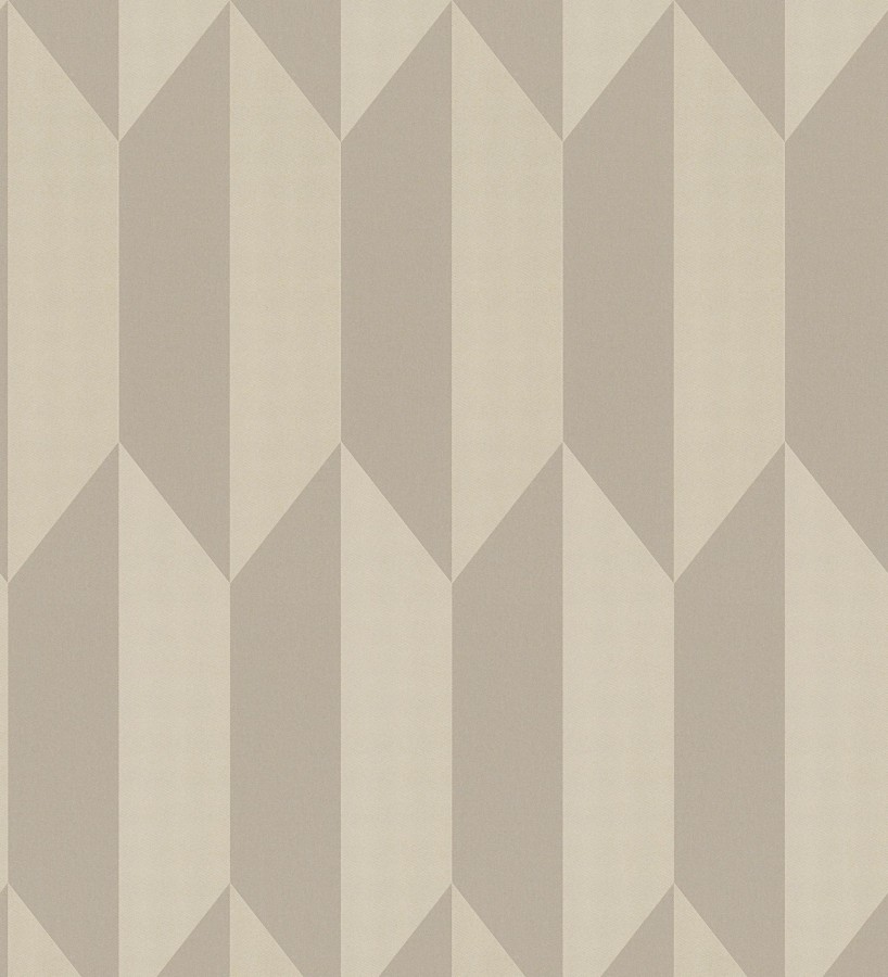 Papel pintado geométrico de prismas metalizados color champagne  Rhine Metric 684699