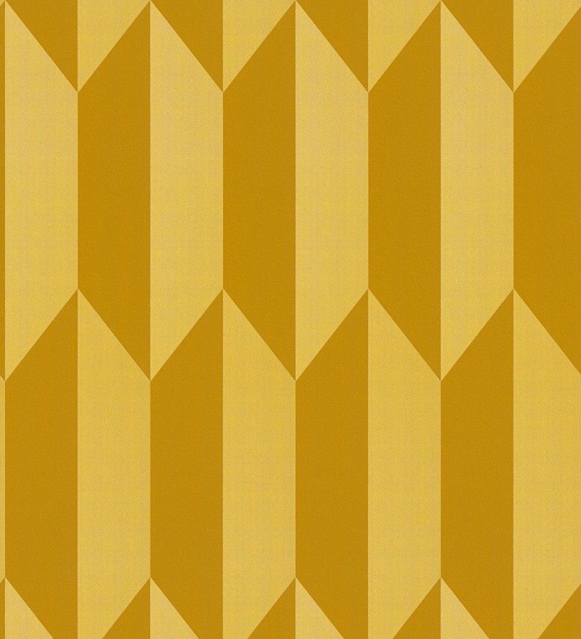 Papel pintado geométrico de prismas metalizados color dorado  Rhine Metric 684700