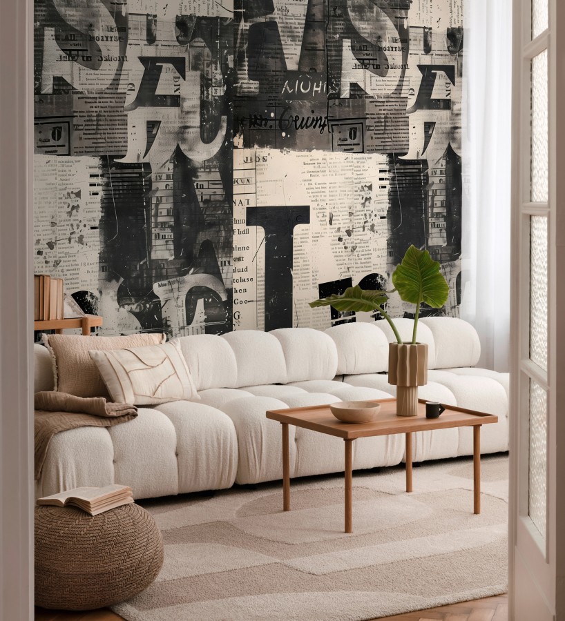 Papel pintado mural estética de prensa clásica con texturas de papel envejecido  Harlem Editorial 684710