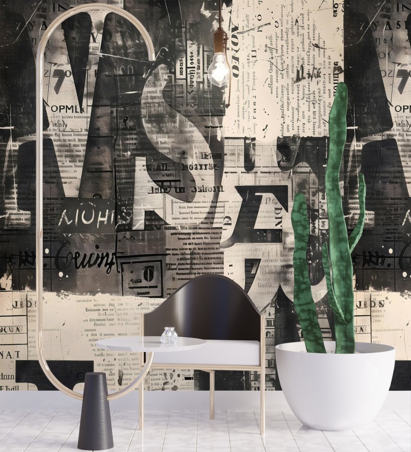 Papel pintado mural estética de prensa clásica con texturas de papel envejecido  Harlem Editorial 684710
