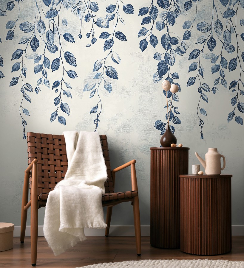Papel pintado mural textura visual de jardín colgante con aire romántico  Odile Mist 684711