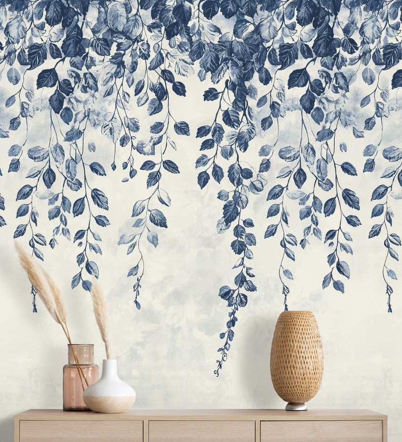 Papel pintado mural textura visual de jardín colgante con aire romántico  Odile Mist 684711