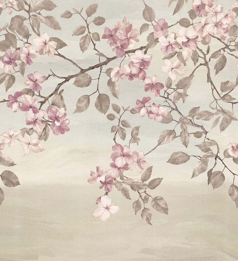Papel pintado mural diseño botánico romántico con pétalos delicados  Heligan Poise 684713