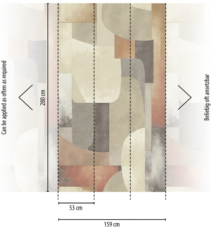 Papel pintado mural relieve visual de figuras abstractas en color ocre y gris  Basilea Layers 684714