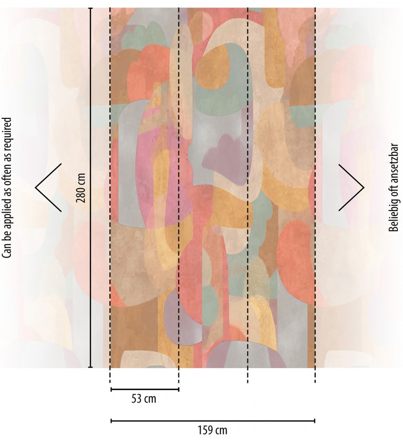 Papel pintado mural relieve visual de figuras abstractas multicolor  Basilea Layers 684715