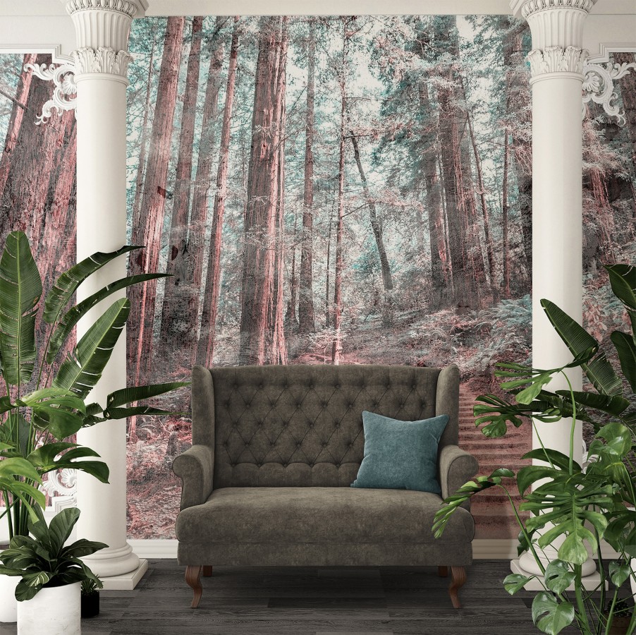 Papel pintado mural sendero de ensueño entre árboles y luz tenue  Everest Valley 684724