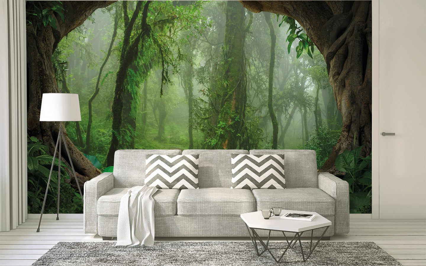 Papel pintado mural sendero natural en jungla exótica y niebla  Everest Valley 684726