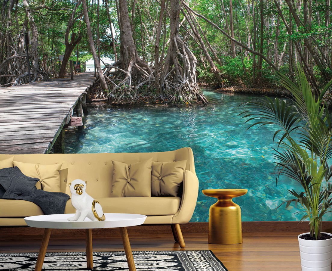 Papel pintado mural manglar exótico y aguas turquesas cristalinas  Olaris Island 684729