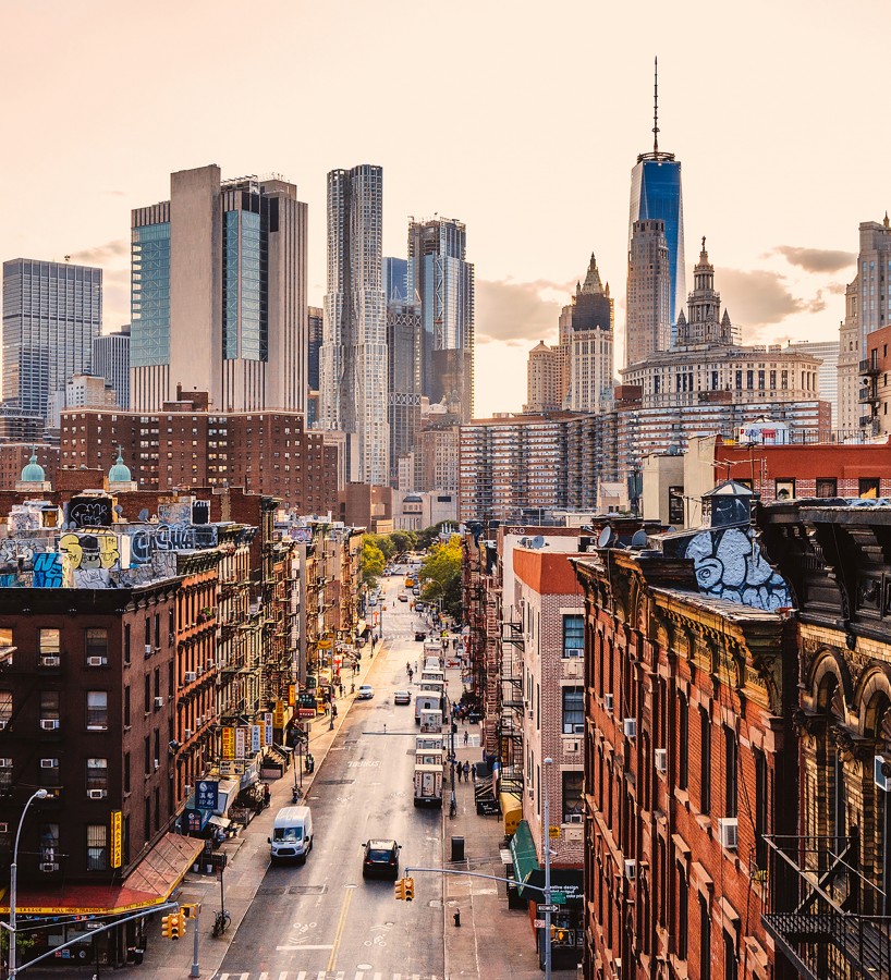 Papel pintado mural arquitectura de Nueva York al caer el sol  Triven Timeless 684738