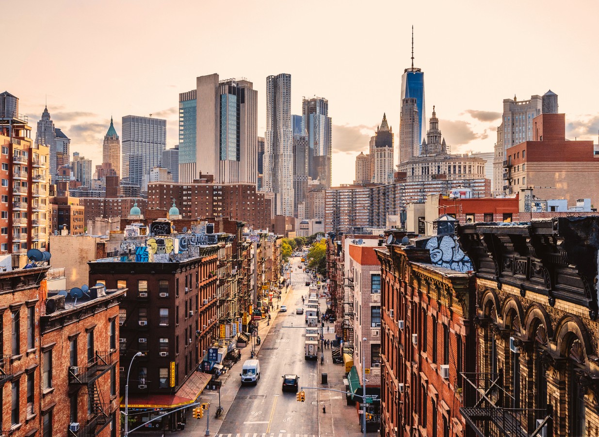 Papel pintado mural arquitectura de Nueva York al caer el sol  Triven Timeless 684738