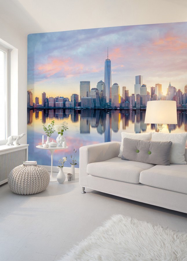 Papel pintado mural skyline de Manhattan con reflejo en el agua  Triven Timeless 684739