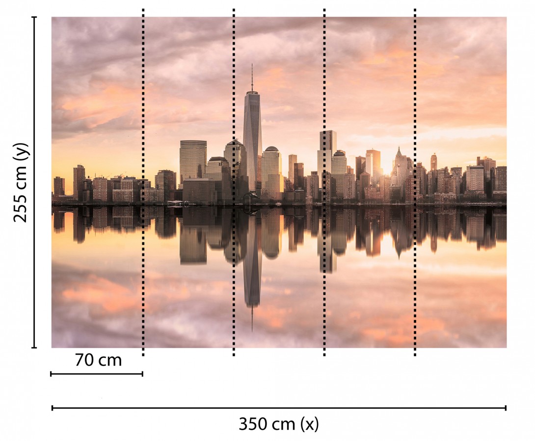 Papel pintado mural skyline de Manhattan al atardecer con reflejo en el agua  Triven Timeless 684740
