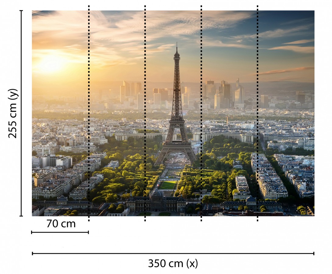 Papel pintado mural Torre Eiffel con skyline de París al atardecer  Triven Timeless 684742