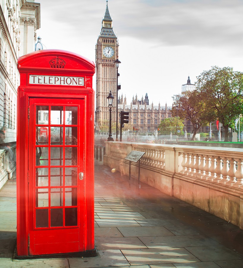 Papel pintado mural Londres cabina roja y Big Ben icónico  Triven Timeless 684743