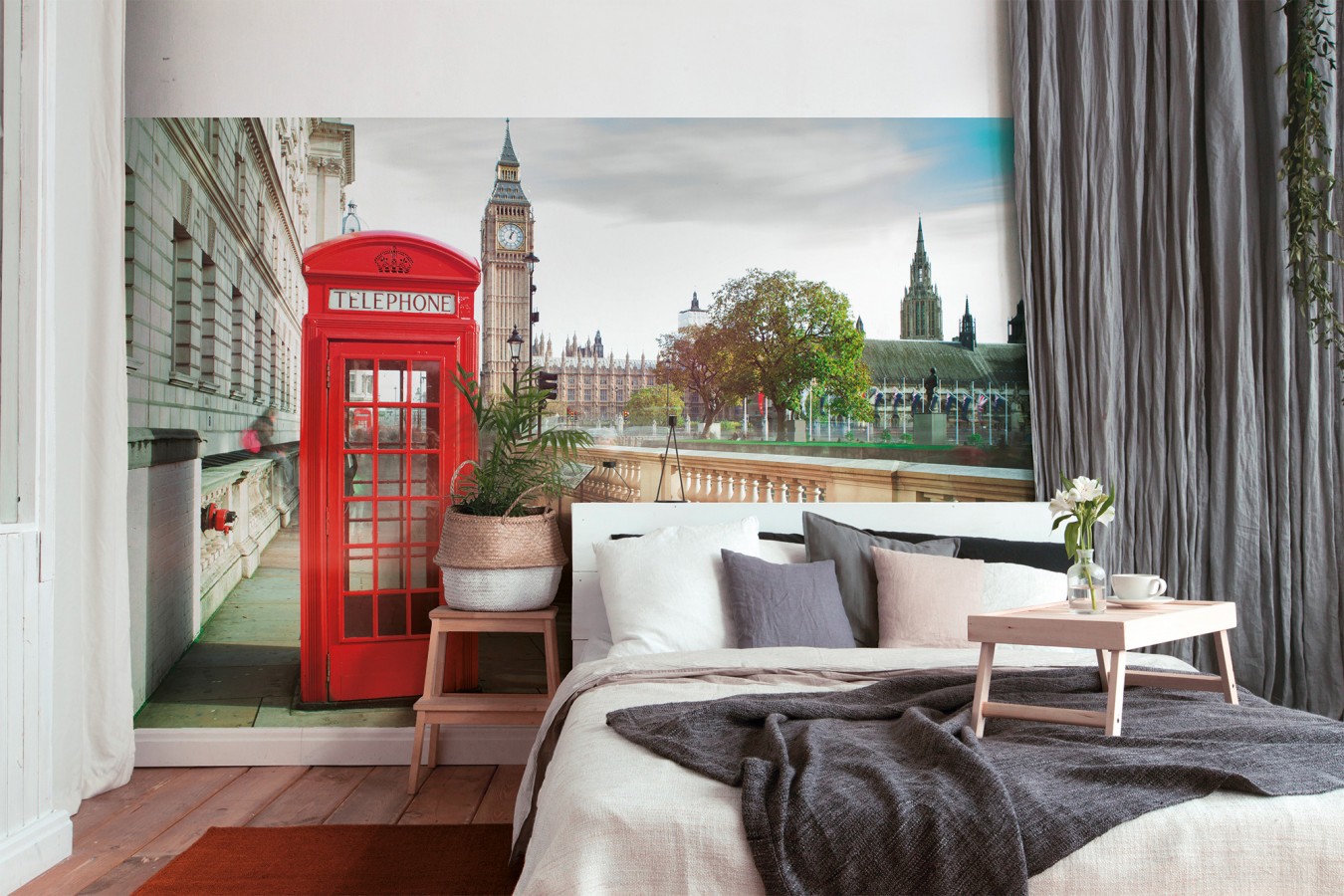 Papel pintado mural Londres cabina roja y Big Ben icónico  Triven Timeless 684743