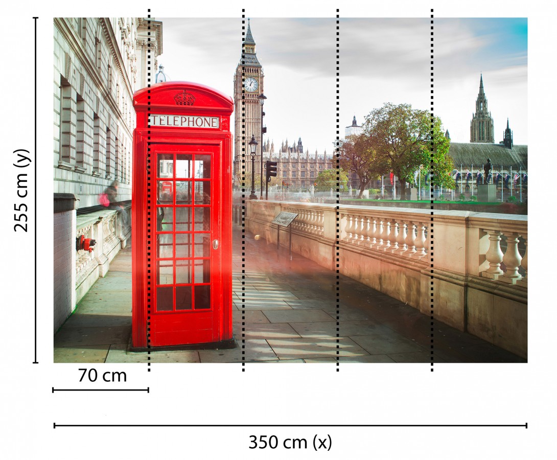 Papel pintado mural Londres cabina roja y Big Ben icónico  Triven Timeless 684743