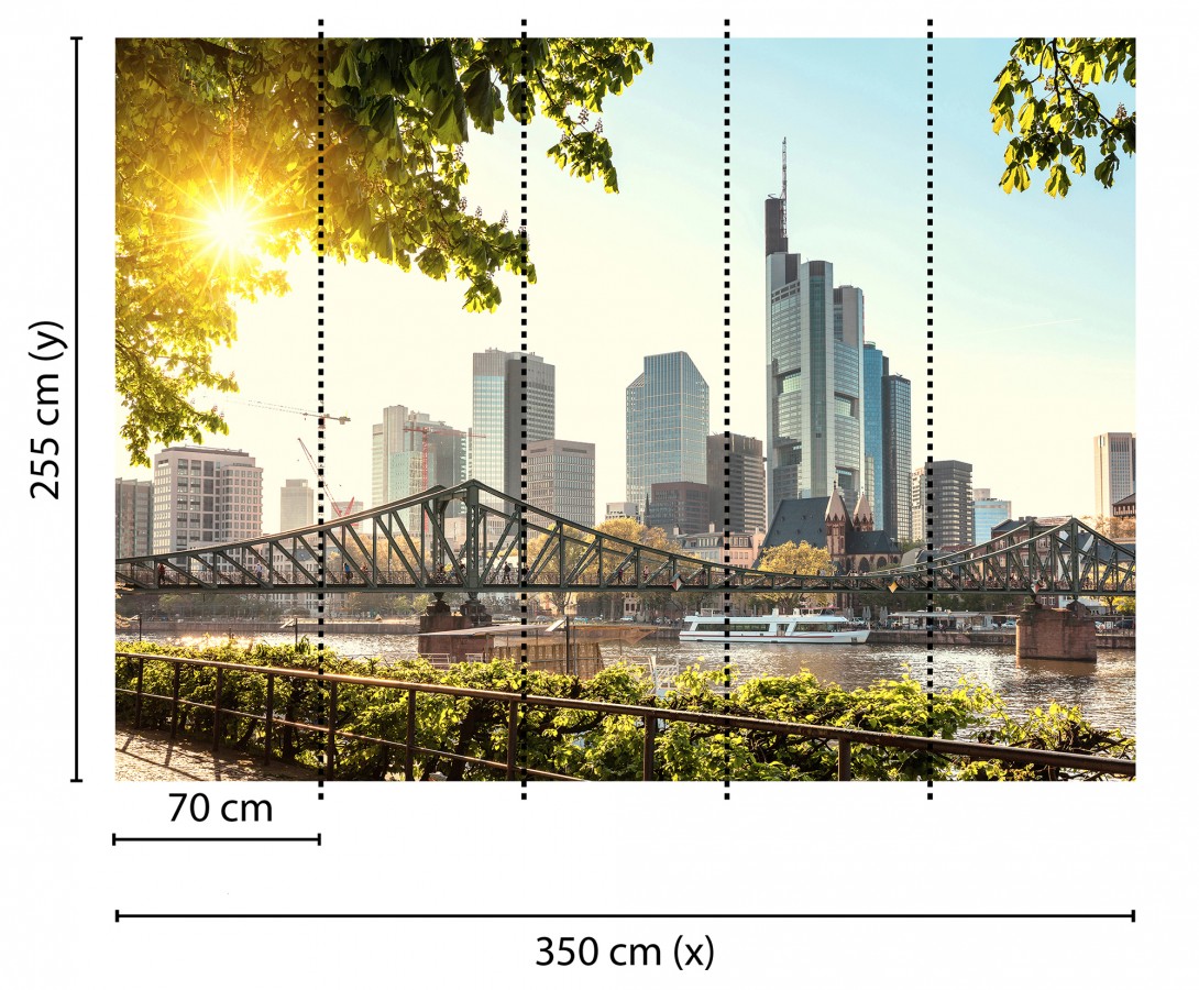 Papel pintado mural esencia de Frankfurt con puente peatonal y skyline   Triven Timeless 684745