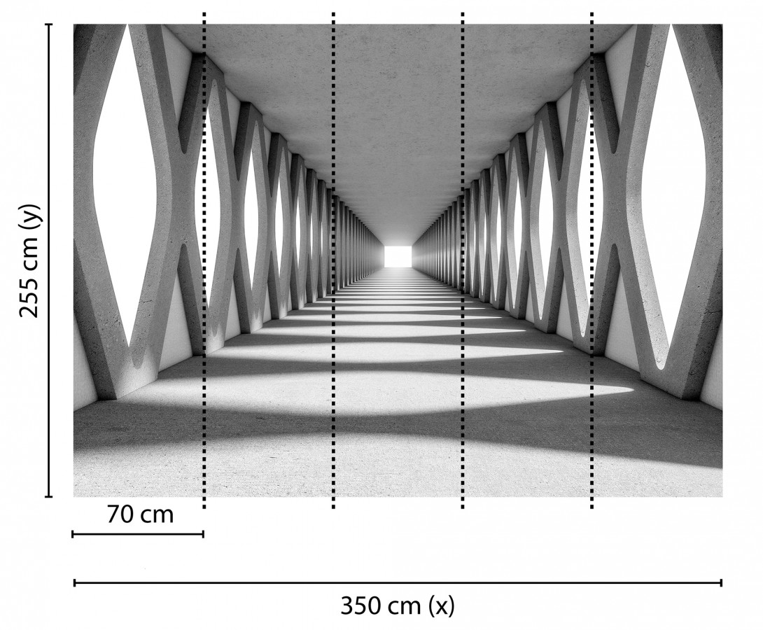 Papel pintado mural pasillo infinito con estructura geométrica de hormigón  Olaven Perspective 684755