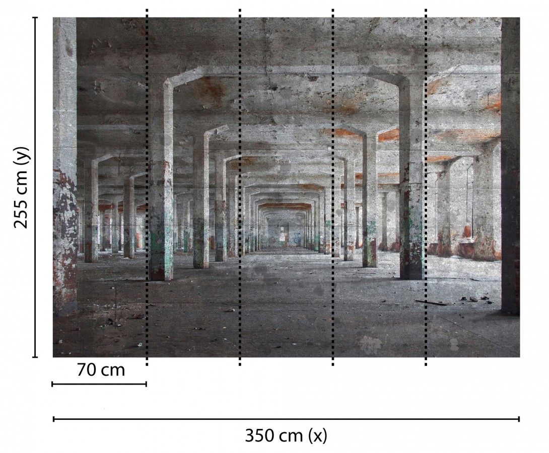 Papel pintado mural almacén industrial abandonado con columnas de hormigón  Olaven Perspective 684756