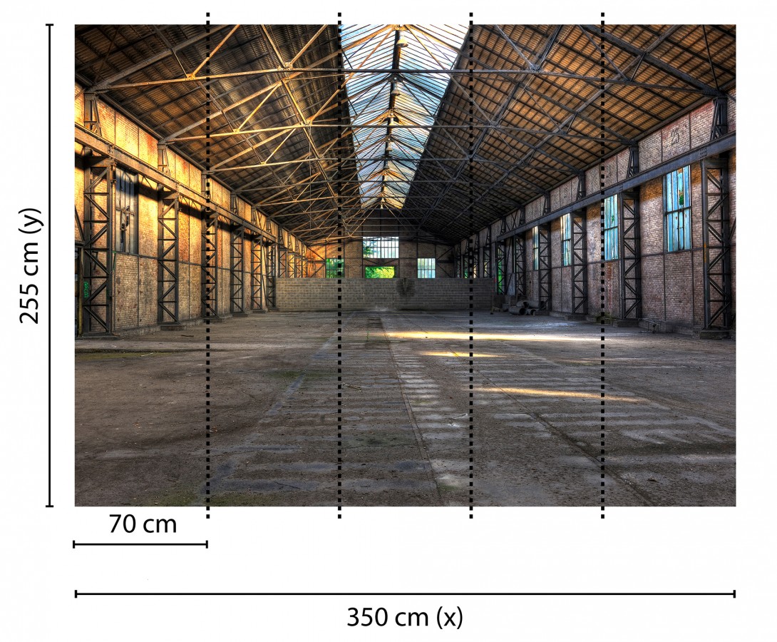 Papel pintado mural hangar industrial antiguo con vigas de metal  Olaven Perspective 684757