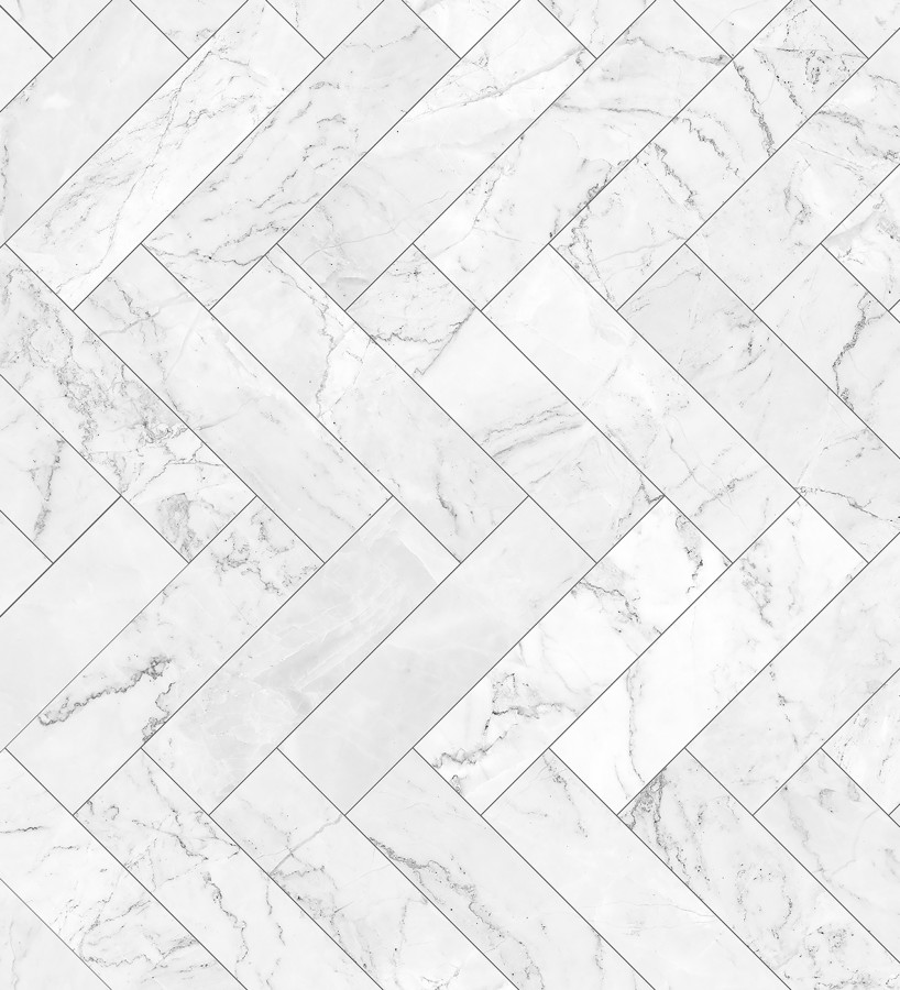 Papel pintado mural de mármol blanco con diseño en espiga  Kaelis Matter 684762