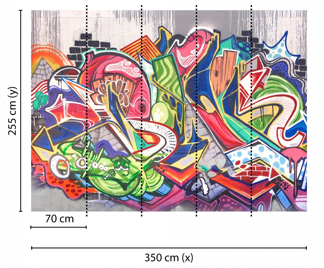 Papel pintado mural de arte urbano con graffitis abstractos y colores vibrantes  Basquiat Graffiti 684769