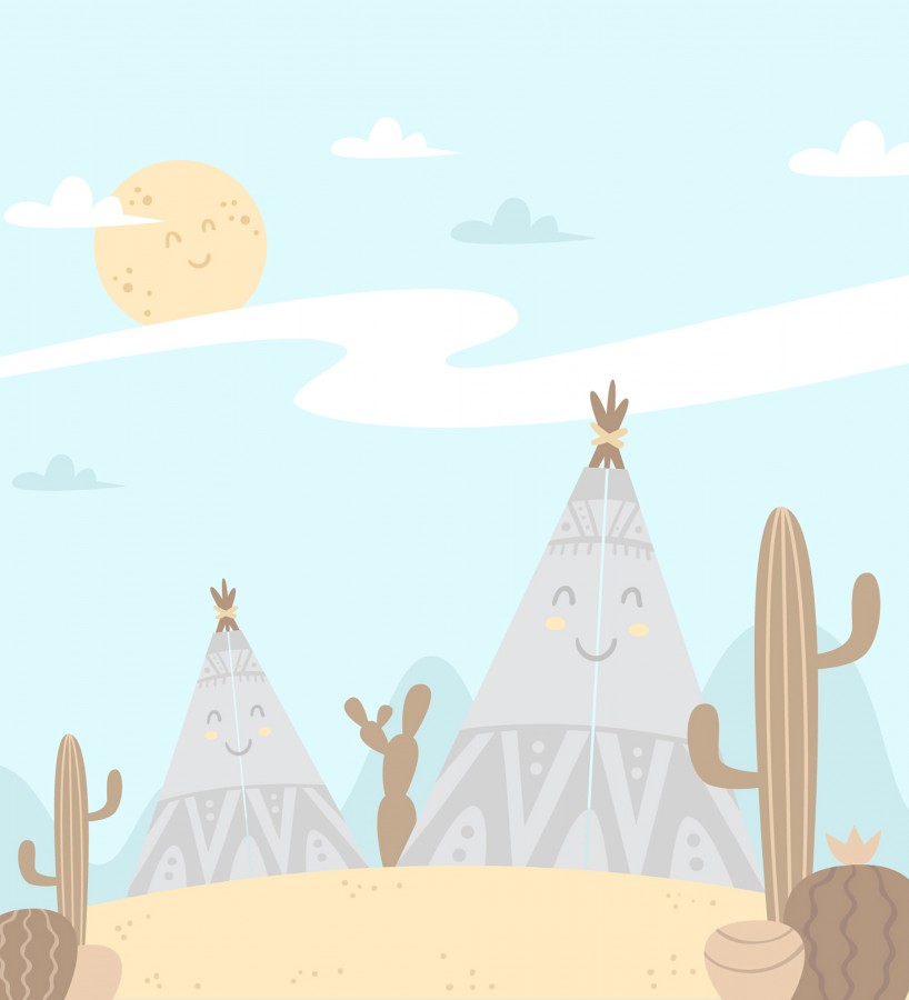 Papel pintado mural diseño de campamento indio con estética nórdica  Isora Tribe 684774