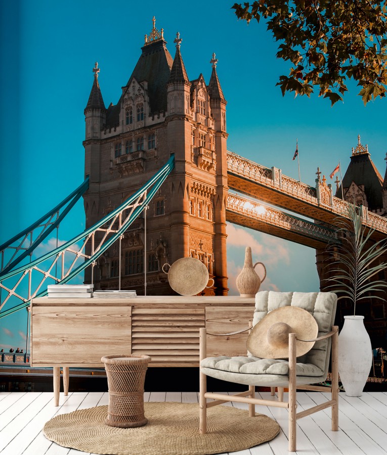 Papel pintado mural Tower Bridge de Londres bajo un cielo azul despejado  Triven Timeless 684779