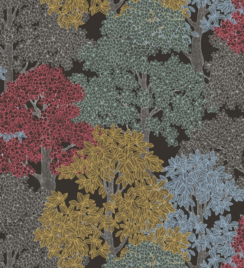 Papel pintado de árboles modernos con ilustración artística  Kavya Grove 684798
