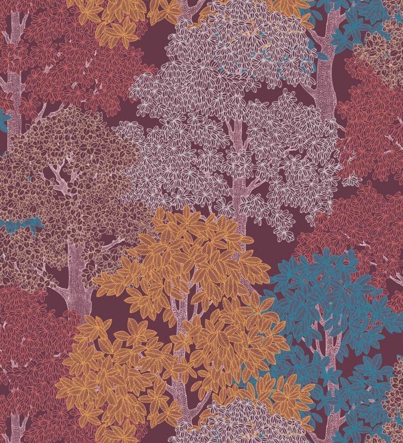 Papel pintado de árboles modernos con ilustración artística  Kavya Grove 684799